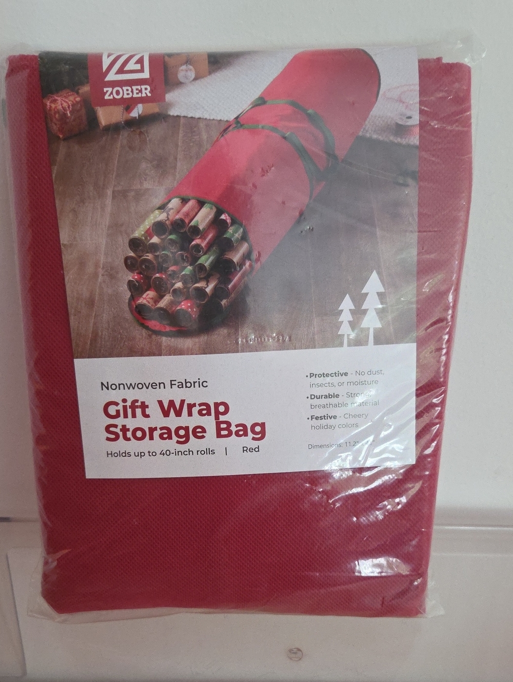 Zober Red Gift Wrap Storage Bag - Nonwoven Fabric, NWT